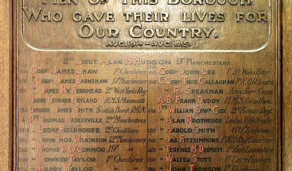 War Memorial, Town Hall, Hyde, Cheshire.