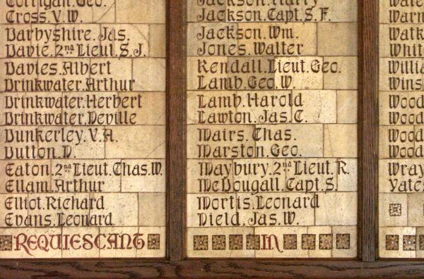 War Memorial in Christ Church, Timperley, Cheshire.