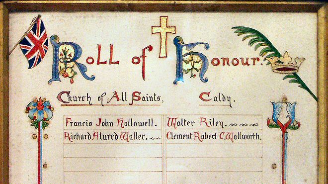WW1 Roll of Honour, Caldy.